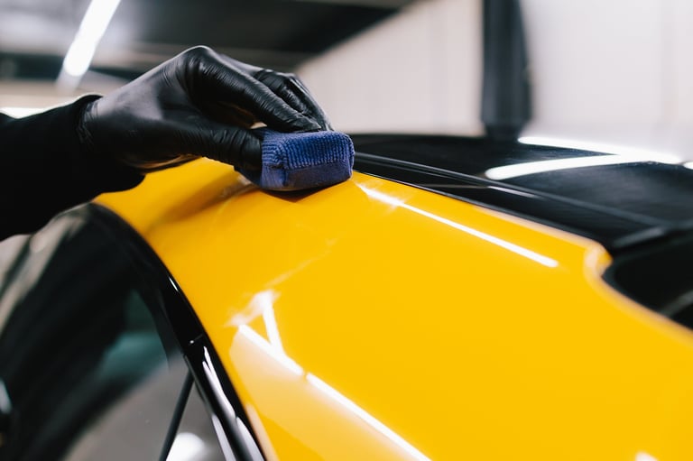 Ceramic coating application on sports car